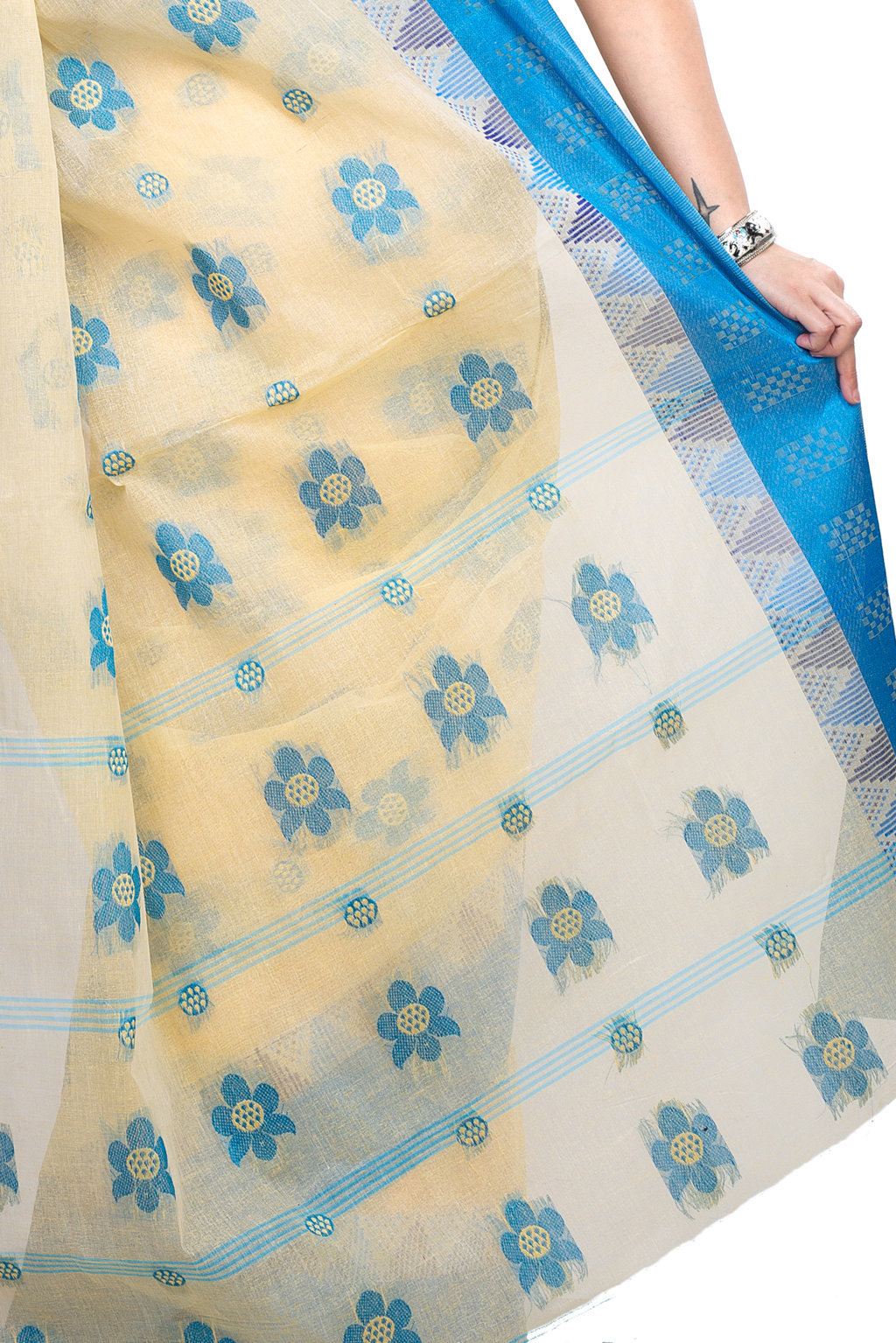 Sky Blue Pure Cotton Palasful Tant Saree (897)